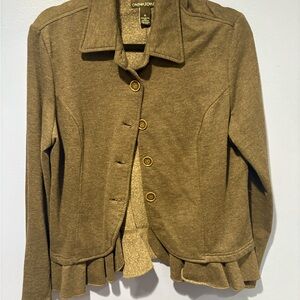 Cynthia Rowley Olive Jacket with Ruffle Hem